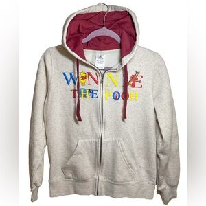 Disney Winnie the Pooh Women Zip Jacket - Cream and Red size Small